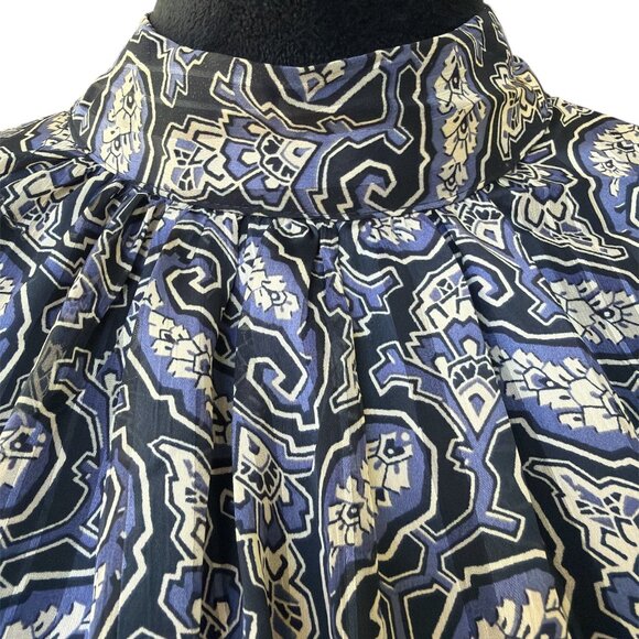 H & M. Large Multicolor Paisley Sheer Long Sleeve High Neck Blouse - Picture 3 of 6